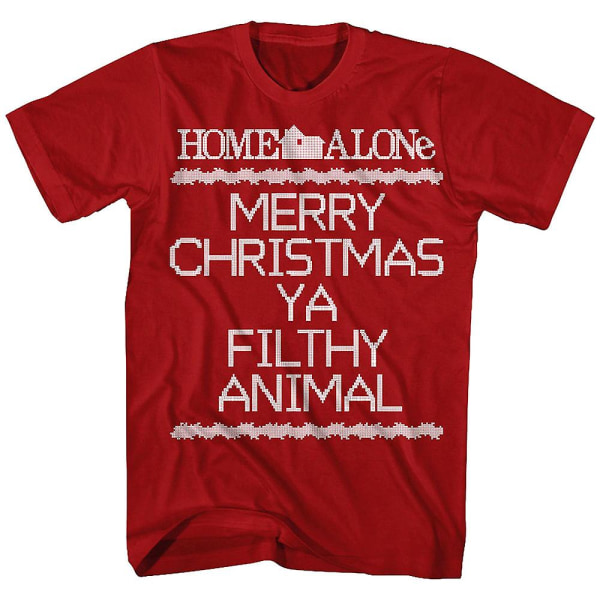 Ensam hemma God Jul Ya Filthy Animal Christmas T-shirt L