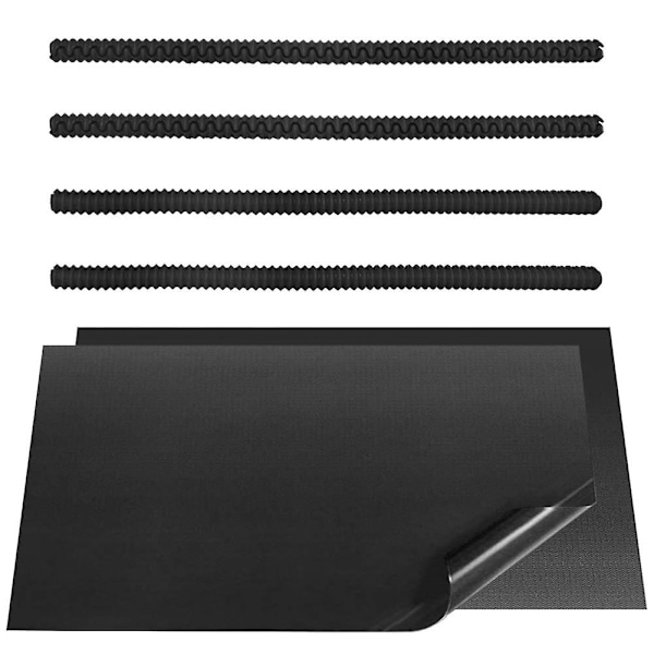 4 Pcs Black Oven Shelves Silicone Rack Guard + 2 Pcs Non-Stick Oven Liner Pads For Keeping The Oven Clean