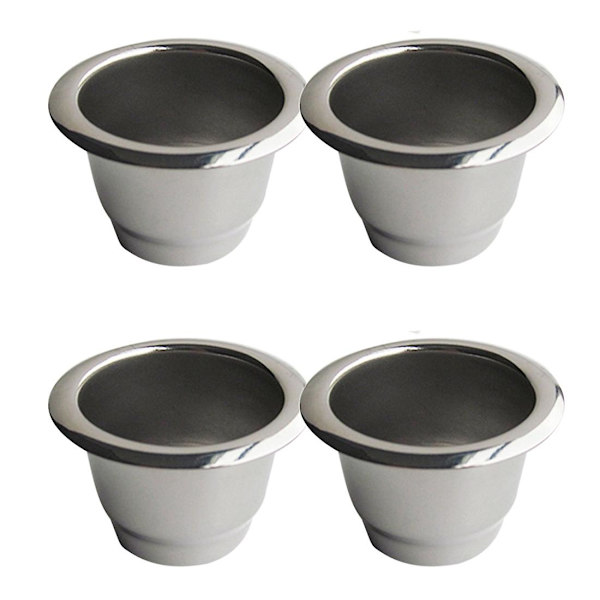 4-pack Återanvändbara Kaffe Kapslar i Rostfritt Stål, Fyllbara Kaffe Filter, Återanvändbara Kaffe Pods
