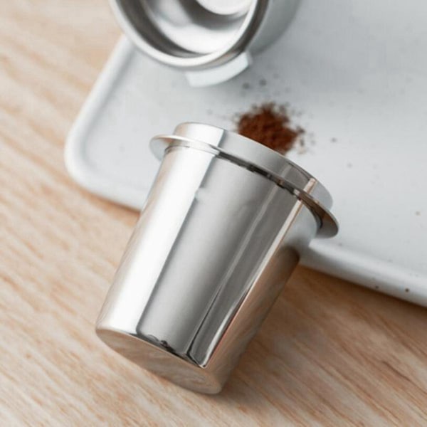 2X Doserkopp i rustfritt stål, kaffesnuserkopp, pulvermater (54mm sølv)