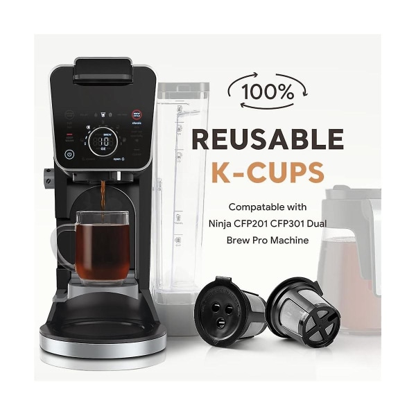 Ninja Genanvendelige K-Cups med 100 stk. Papir K-Cups - Kompatibel med Ninja Genanvendelige Kaffe Pods