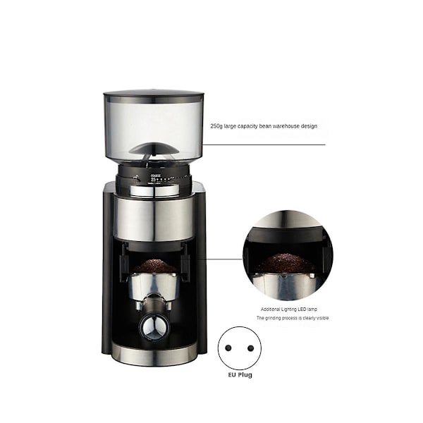 Elektrisk kaffekvarn med 18 justerbara nivåer, Burr-kvarn för kaffebönor, höghastighets-espresso-kvarn