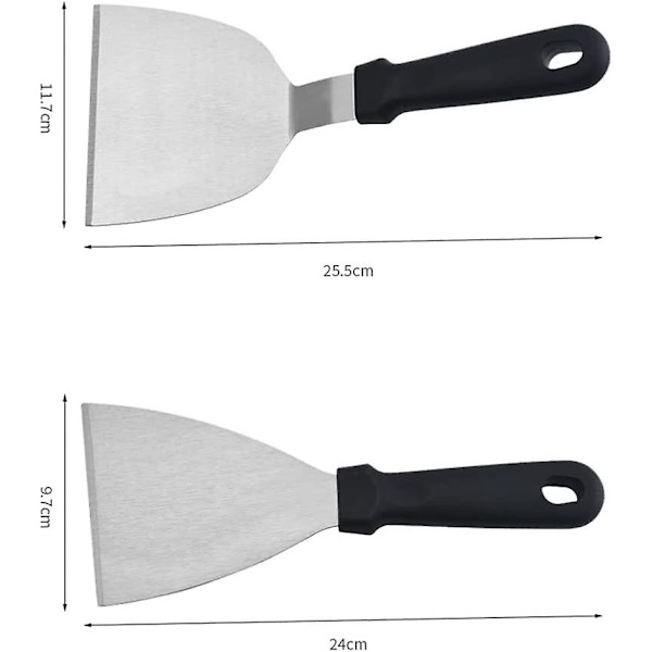 2 stk. Rustfrit Stål Spatel Grill Spatel Skraber Pandekage Vendespatel Spatel Turner Til Teppanyaki Udendørs Grill BBQ Madlavningsredskaber 3