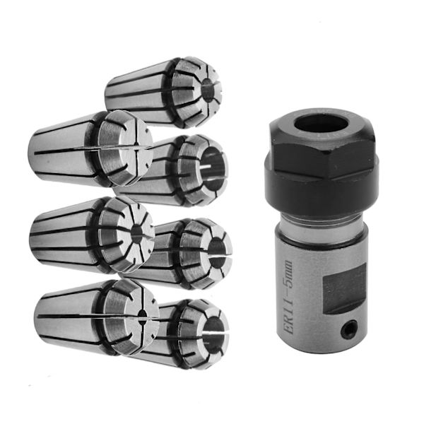 7 st ER11 1-7 mm kolvar med ER11A 5 mm motoraxelhållare förlängningsstång