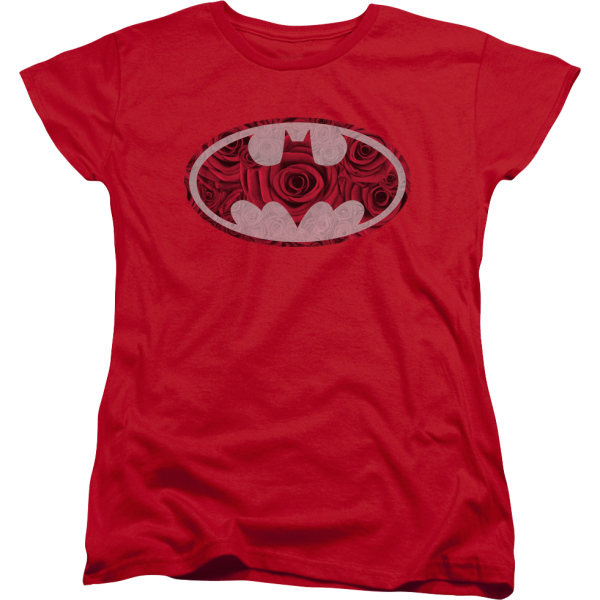 Womens Batman Red Rose Logo DC Comics Shirt New S