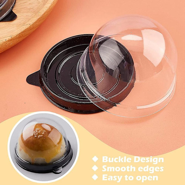 50 Pakk Mini Cupcake Beholdere Klare Plastkakebokser Med Kuppellokk For Muffins Månekake Dessert
