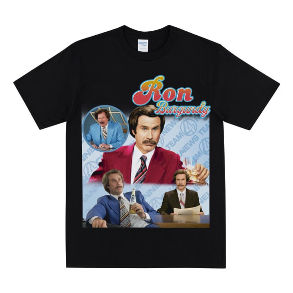 RON BURGUNDY Hyllest T-skjorte Black XL