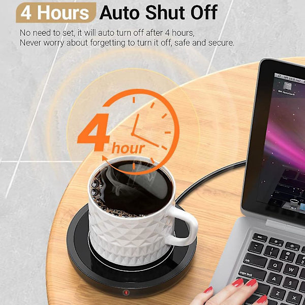 Kaffekoppvarmer, 36W Kaffekoppvarmer med 3 Temperaturinnstillinger og 4 Timer Automatisk Avstenging