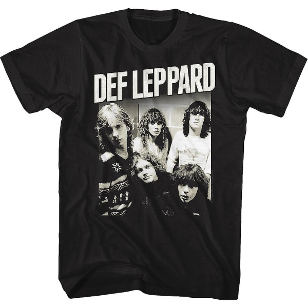 Svart og hvit bandfoto Def Leppard T-skjorte M