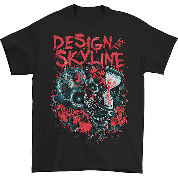 Design The Skyline Skull Timeglass T-skjorte M