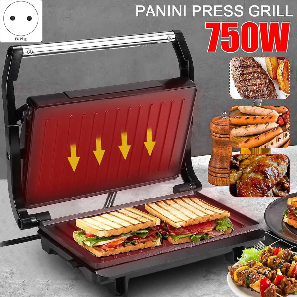750 watt hem mini biffmaskin hamburgare omelett elektrisk smörgåsmaskin non-stick yta gri