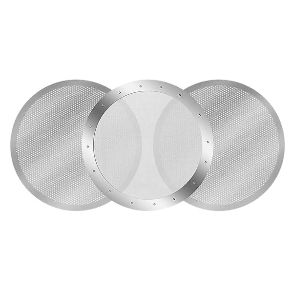 3-pakks Metall Gjenbrukbare Kaffefiltre for Kaffemaker Espressomaker, Sølv