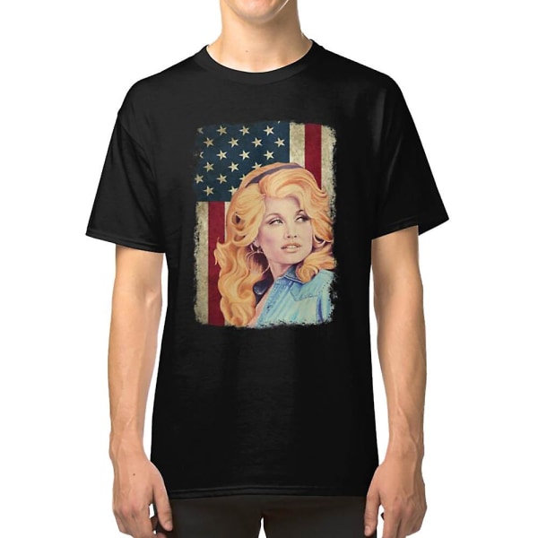 Klassisk amerikansk flagg Dolly Parton T-skjorte S