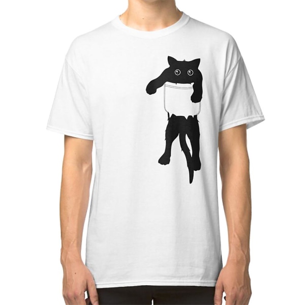 Hang loose svart katt ficka konst T-shirt XXL