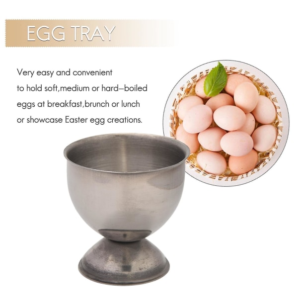 Eggkopp, Eggbrett i Rustfritt Stål Kokt Eggkoppholder Stativ Oppvaskmaskinsikker (4-pakning)