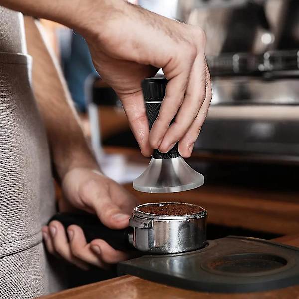 54 mm pohjaton portafilteri, 53 mm espresson tamppaaja 8-sarjan espressokoneille, korilla, hopea