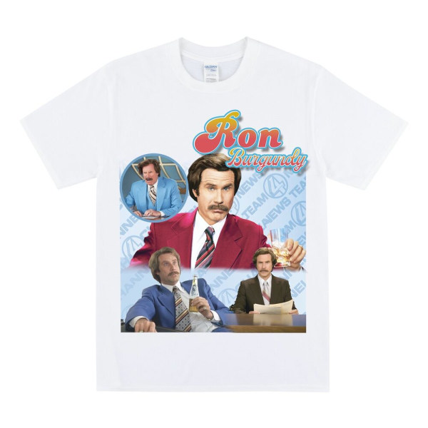 RON BURGUNDY Hyllest T-skjorte White L