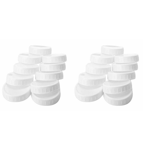 20 stk plastlokk med ribbe for 86 mm standard vanlige munn syltetøyglass