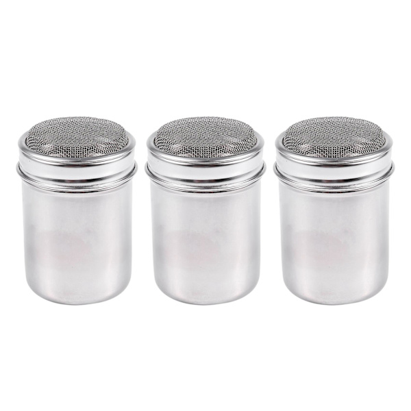 3-pack Silver Rostfritt Stål Nät Rör Dammsamlare Dammborttagning Saltskakare Kryddburkar
