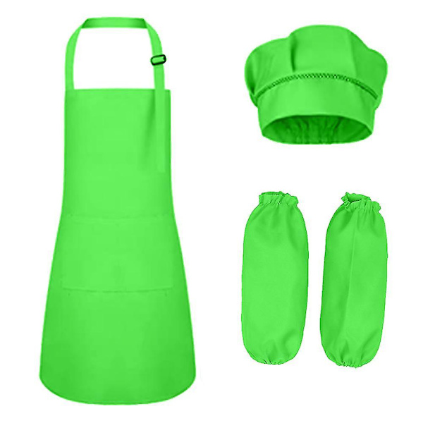 Storpack Kockhatt Set, Justerbar Barnförkläde T green