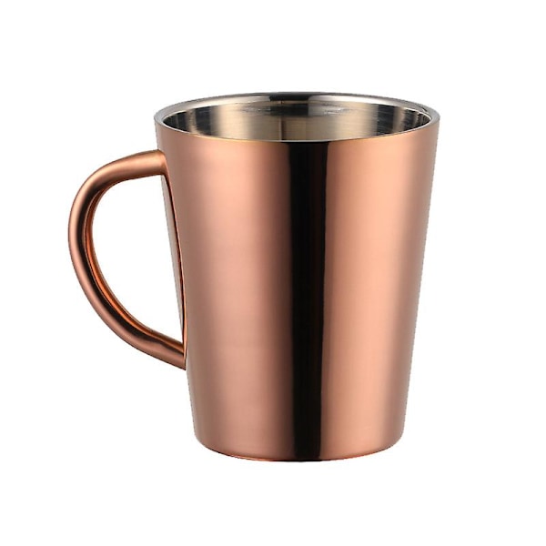 300ml Rustfrit Stål Kaffe Kop med Bærbar Håndtag - Rosenguld