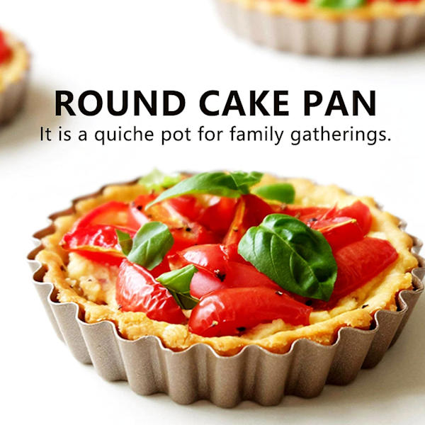 Pai-form, 4\" Mini Quiche-form med avtakbar bunn, ikke-klebende tin for steking i ovn, karbonstål, gull