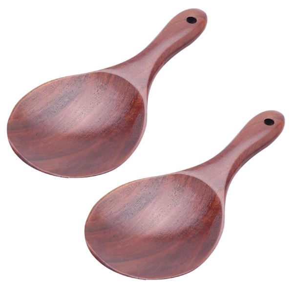 2 st Teakträskedar Naturlig Massiv Trä Riskedja Trä Rispaddel Stor Potatis Serveringssked Trä