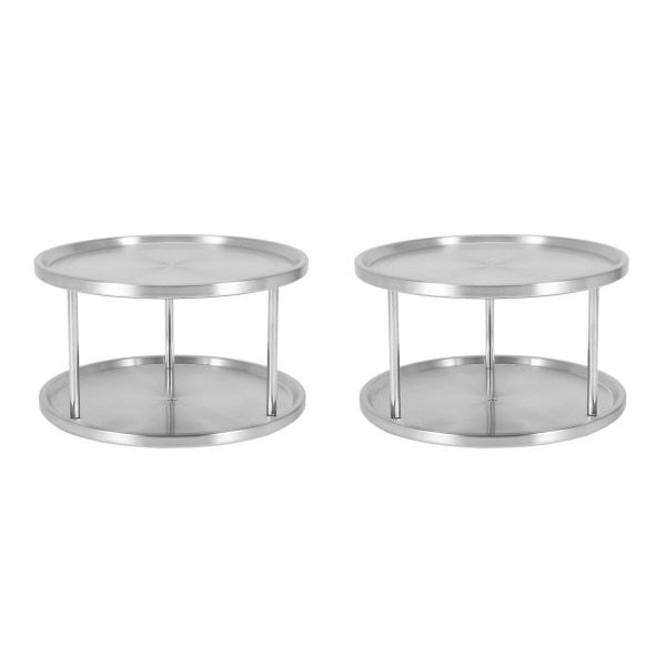 2X Krydderstativ Rustfritt Stål Organizer Skuff 360 Grader Dreibar Rotasjon 2 Braketter