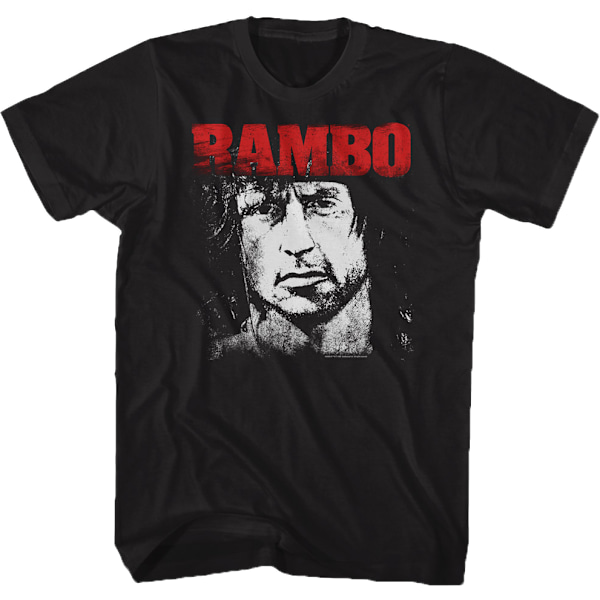 Sort og Hvid Ansigt Rambo T-shirt M