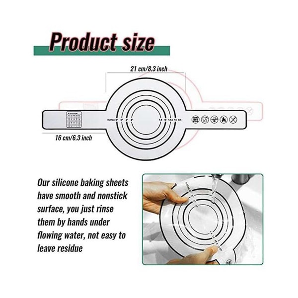 2 stk Silikon Bakematte Hollands Brød Baking Ikke-Klebbende Bakematte Lang Håndtak 8,3 Tommer Gjenbrukbar