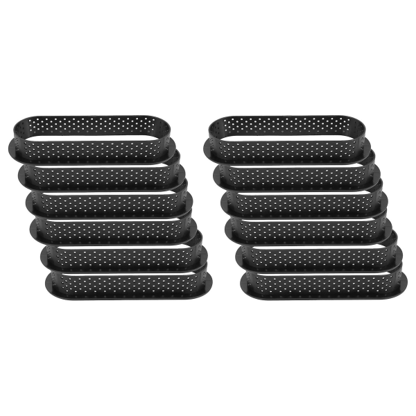 24 stk. Ovale Tærteforme Varmebestandige Perforerede Kage Mousse Ringe Non-Stick Bageform Pie Mini C