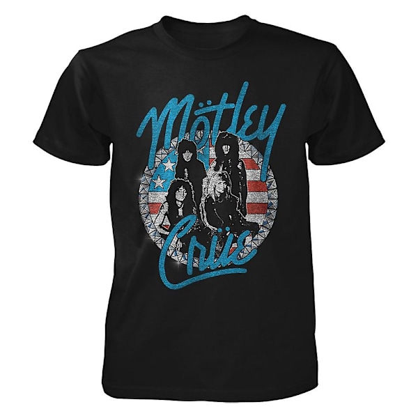 Motley Crue Vintage Studs & Flag T-skjorte S