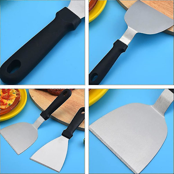 2 stk. Rustfrit Stål Spatel Grill Spatel Skraber Pandekage Vendespatel Spatel Turner Til Teppanyaki Udendørs Grill BBQ Madlavningsredskaber 3