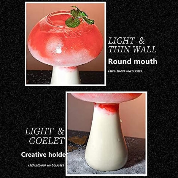 Svampglas Creative Mushroom Cocktail Set med 2 transparenta svampformade dryckesglas