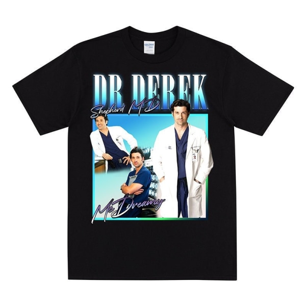 Dr DEREK SHEPERD T-shirt För Greys fans Black S