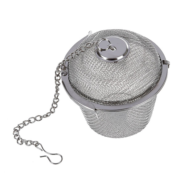 3 stk. Te-sil med rustfritt stål, låsbare te-kryddernett, urteball, diameter 6 cm, med praktisk teball 4,5 cm