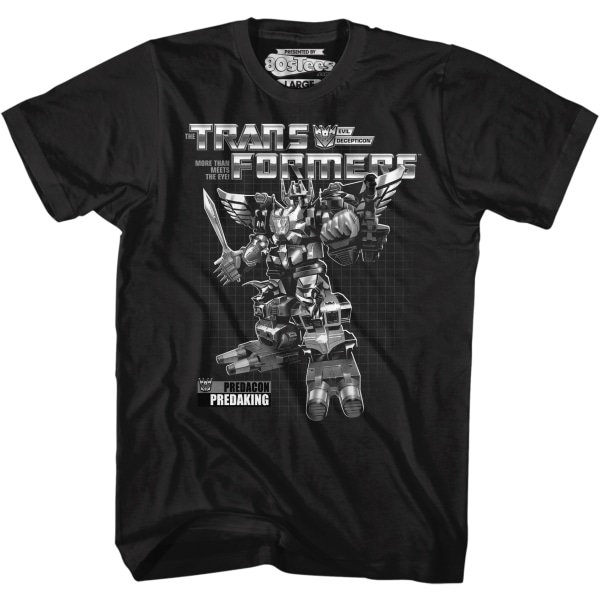 Svart och vit Box Art Predaking Transformers T-shirt L