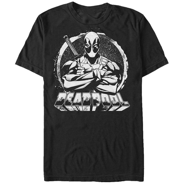 Sort og Hvid Deadpool T-Shirt L