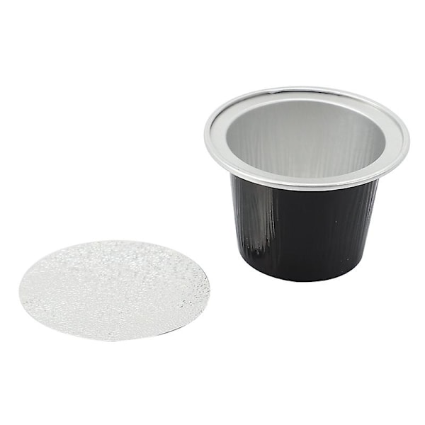 50 Set Refyllbara Kaffe Kapsel Koppar Engångs Kaffe Kapsel Förpackning Svart Cafe Tillbehör