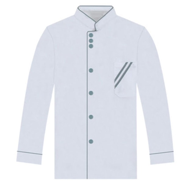 Unisex Kort og Lang Ermet Kokkejakke Hotell Kjøkken Service Uniform Arbeidsantrekk White and Blue L Long Sleeve