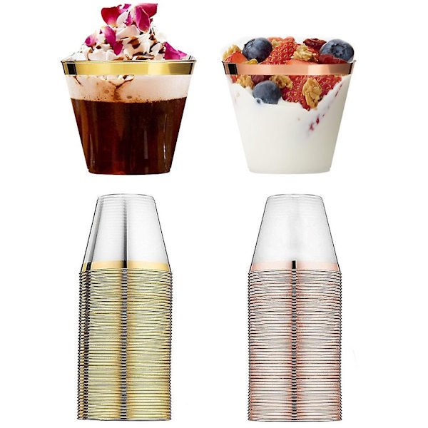 Gyllene Plastkoppar 9oz Engångskoppar Plastvinglas Partykopp Transparent Plastkopp