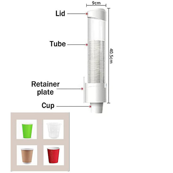 Kopdispenser, Kopholder Passer til 3oz - 7oz Flade eller Kegleformede Kopper Vandglasdispenser Badeværelse