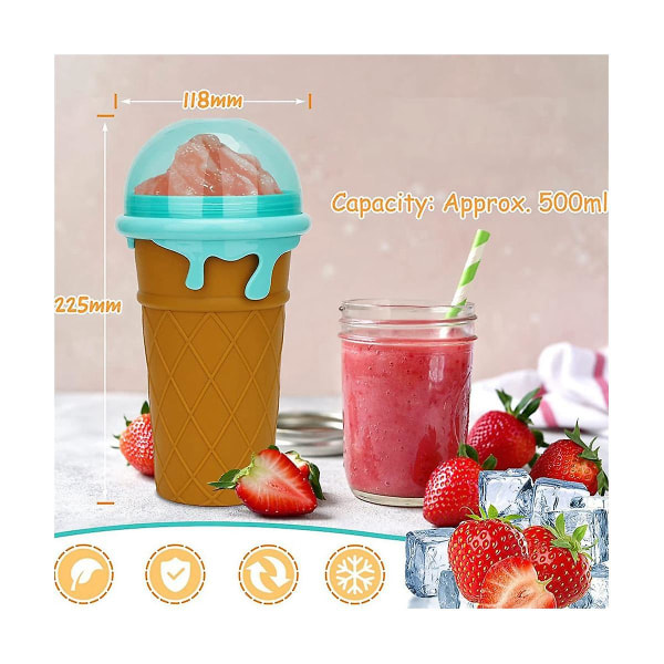 500 ml smoothiekopp for sommeren, DIY smoothiekopp med lokk og sugerør, rask frysing