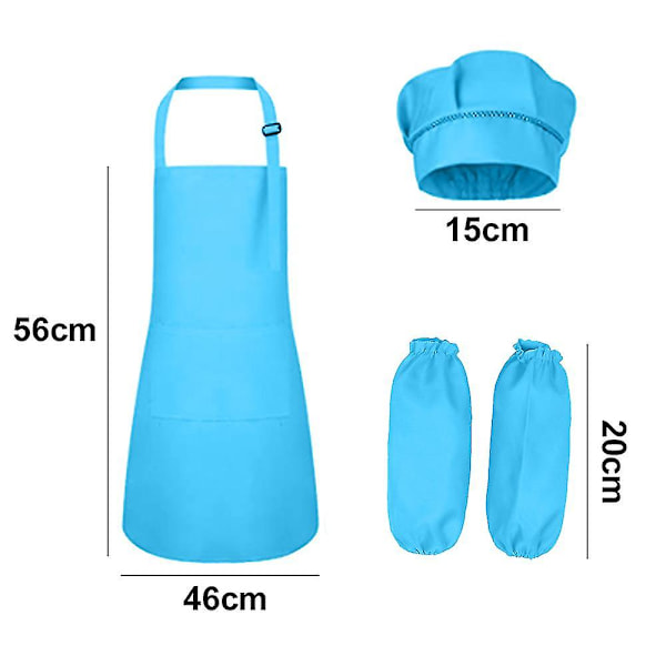 Storpack Kockhatt Set, Justerbar Barnförkläde T blue