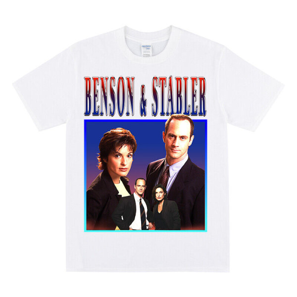 BENSON & STABLER Hyllest T-skjorte - 'Law & Order SVU' Tema White XL