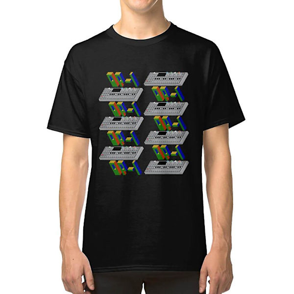 Synthesizer Op 1 retro Synthwave mønster T-shirt M