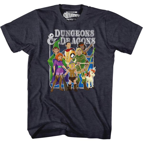 Navy Heather Animated Friends Dungeons & Dragons T-shirt M