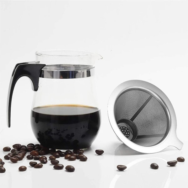 Återanvändbar 304 rostfritt stål kaffefilterhållare Pour Coffee Dripper Kaffe Te Filter Baske