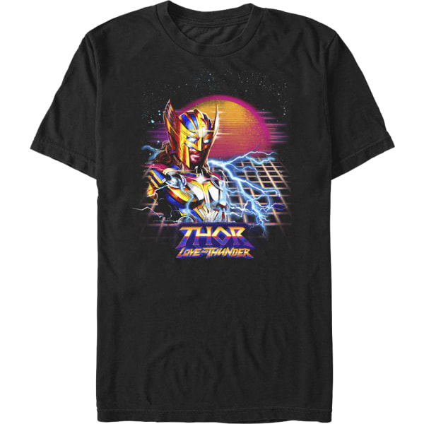 Thor Love And Thunder Synthwave Sunset Marvel Comics T-paita Uusi S