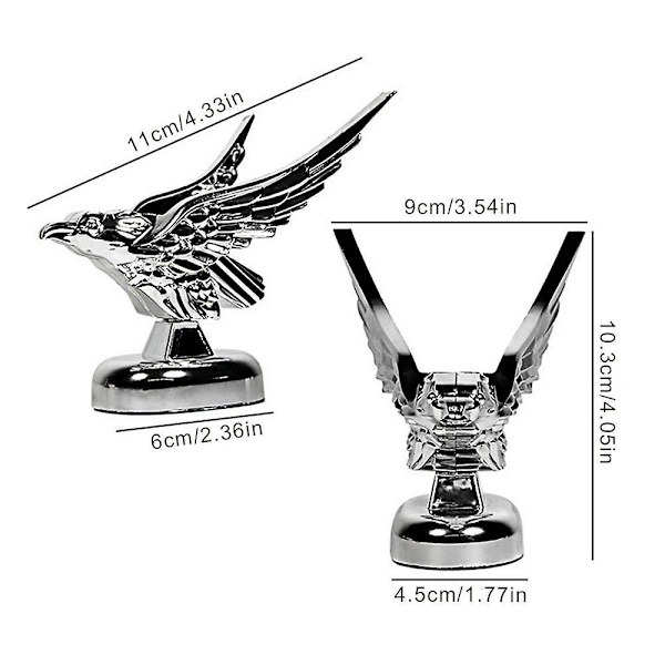 Ørn Ornament til Bilens Forreste Hætte Auto Forreste Dæksel Krom 3D Ørn Emblem Badge Skulptur Modificering Tilbehør Udvendig Dekoration Silver